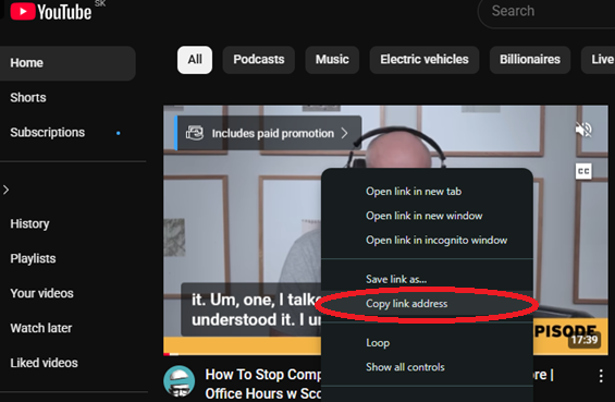 Copy video from YouTube